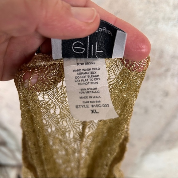 Elif for Jordan Taylor gold sheer nylon knit elastic waist cover up pants xl - Picture 7 of 7